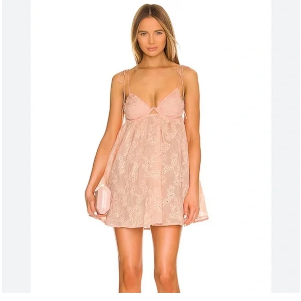 For Love and Lemons Frances Mini Dress In Peach Floral Women Sz XL Lined New